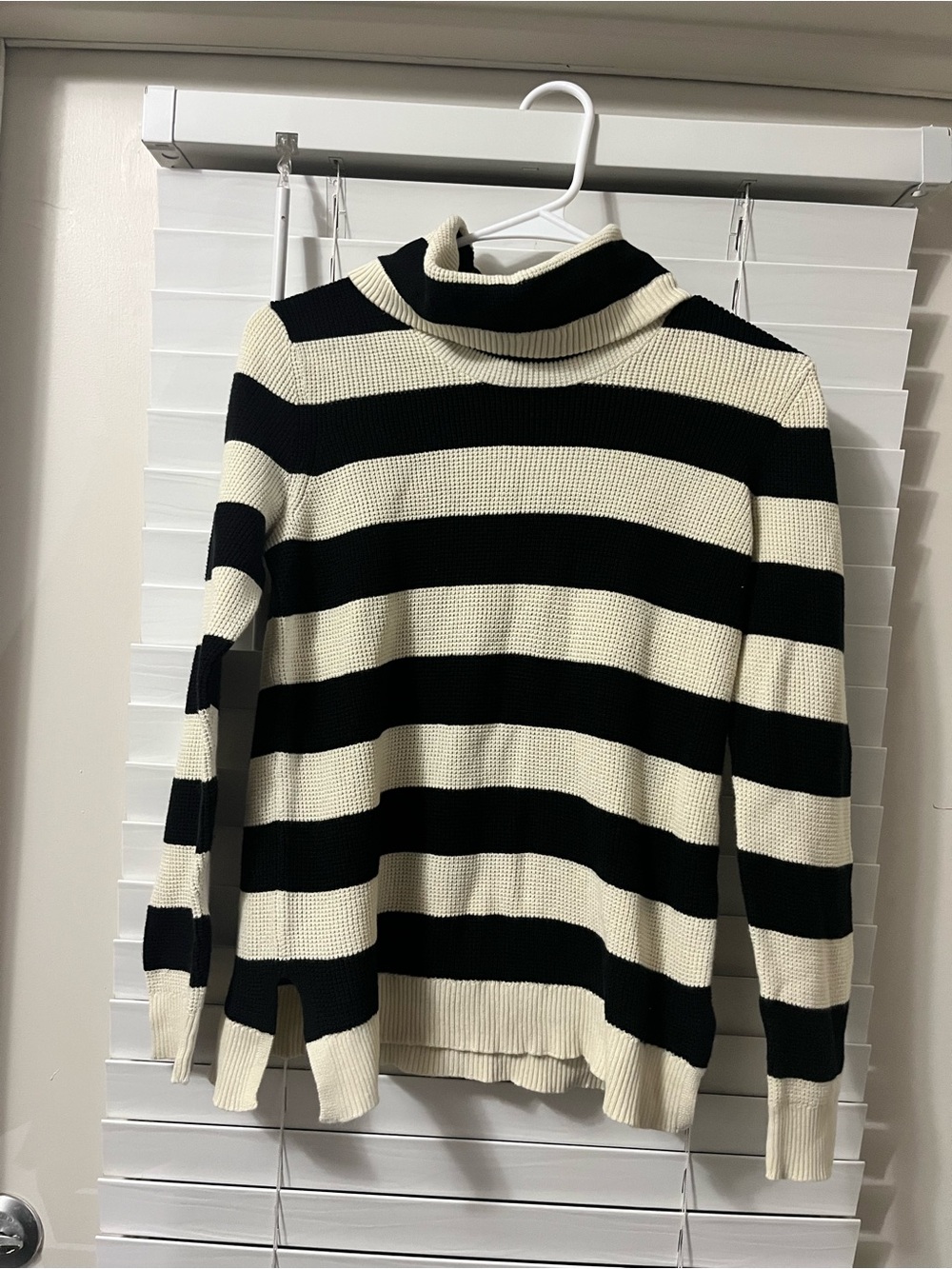 Lauren Ralph Lauren Black & Cream Striped Cowl Neck Sweater